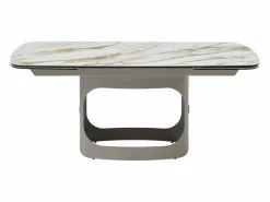 Vente-unique Mesa de comedor extensible 6 a 10 personas en cerámica, cristal templado y metal topo - Efecto mármol - DAVULO de Maison Céphy