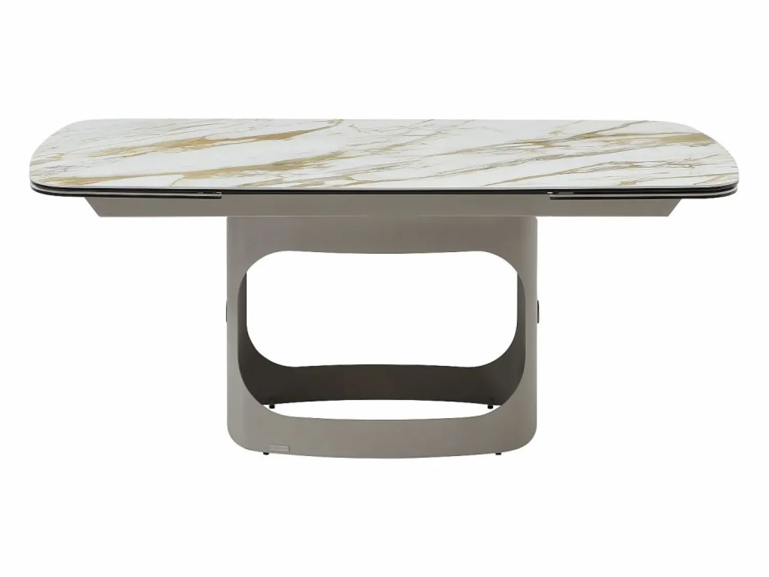 Vente-unique Mesa de comedor extensible 6 a 10 personas en cerámica, cristal templado y metal topo - Efecto mármol - DAVULO de Maison Céphy