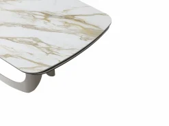 Vente-unique Mesa de comedor extensible 6 a 10 personas en cerámica, cristal templado y metal topo - Efecto mármol - DAVULO de Maison Céphy