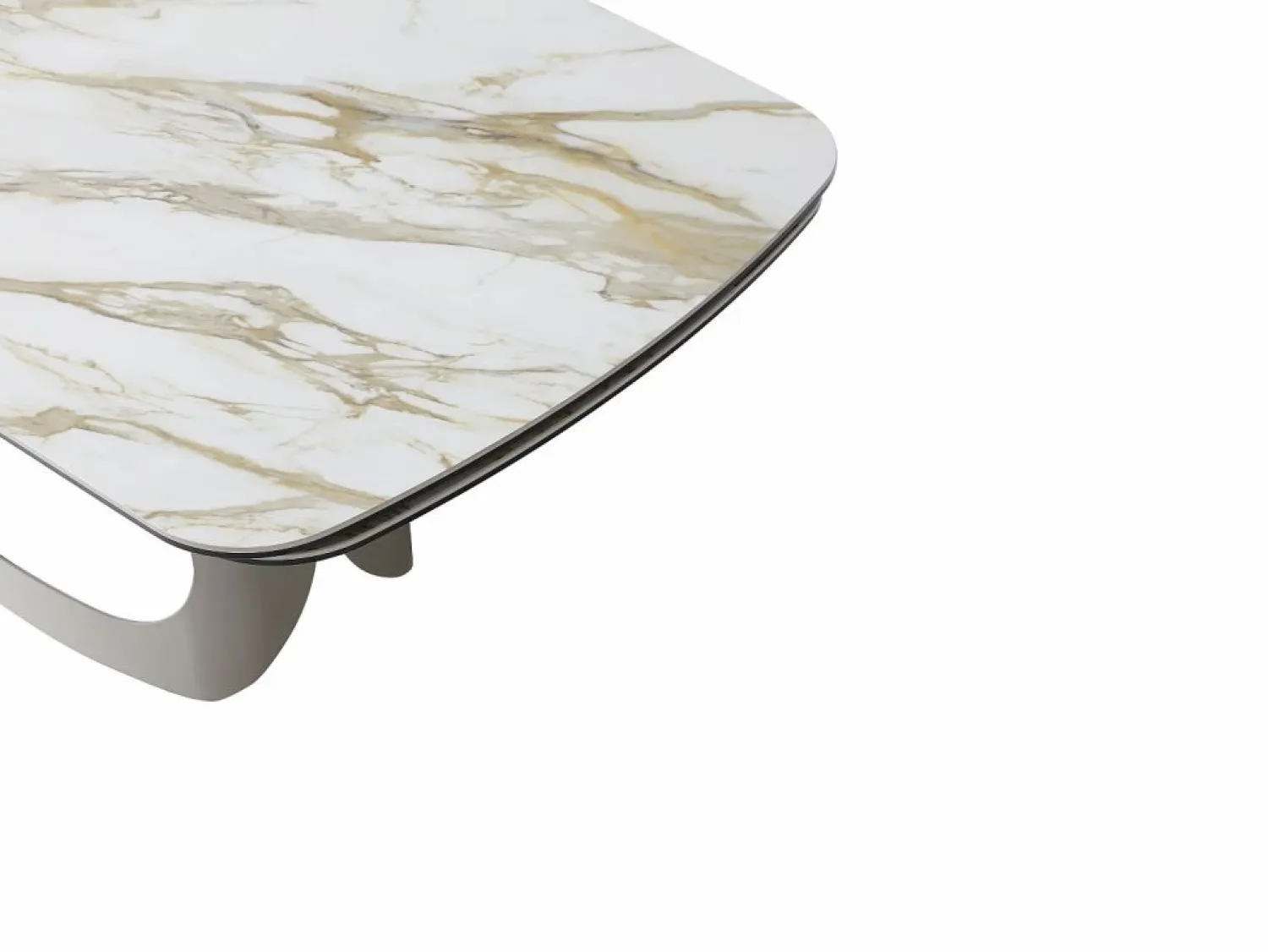 Vente-unique Mesa de comedor extensible 6 a 10 personas en cerámica, cristal templado y metal topo - Efecto mármol - DAVULO de Maison Céphy