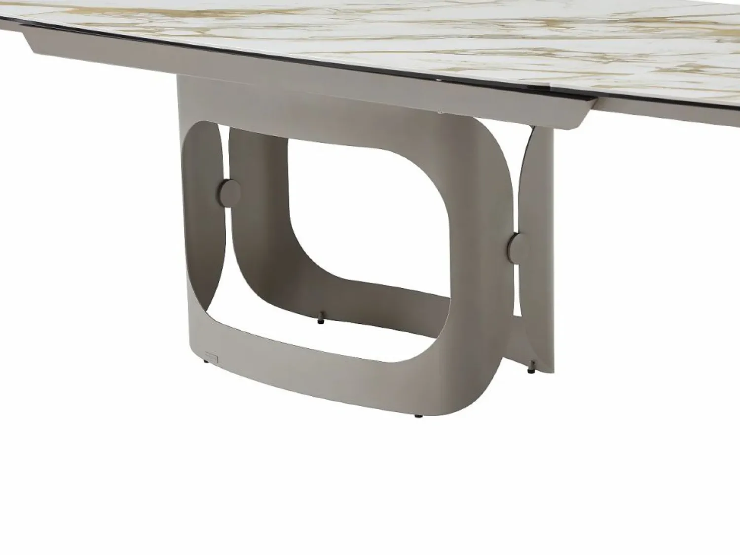 Vente-unique Mesa de comedor extensible 6 a 10 personas en cerámica, cristal templado y metal topo - Efecto mármol - DAVULO de Maison Céphy