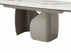 New Vente-unique Mesa de comedor extensible para 6 a 10 personas en cerámica, cristal templado y metal topo - Efecto mármol - CAMUVO de Maison Céphy Blanco