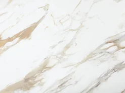 New Vente-unique Mesa de comedor extensible para 6 a 10 personas en cerámica, cristal templado y metal topo - Efecto mármol - CAMUVO de Maison Céphy Blanco