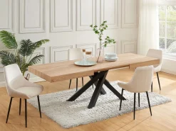 Best Mesa de comedor extensible 6 a 10 comensales de MDF - Natural y negro - CATONAV Mesa Extensible|Mesa De Comedor