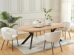 Hot Vente-unique Mesa de comedor extensible 4 a 8 comensales de MDF y acero - Natural y negro - KOMONI Negro / Color natural claro