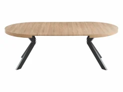 Hot Vente-unique Mesa de comedor extensible 4 a 8 comensales de MDF y acero - Natural y negro - KOMONI Negro / Color natural claro