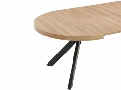 Hot Vente-unique Mesa de comedor extensible 4 a 8 comensales de MDF y acero - Natural y negro - KOMONI Negro / Color natural claro