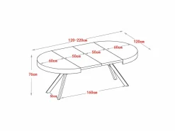 Hot Vente-unique Mesa de comedor extensible 4 a 8 comensales de MDF y acero - Natural y negro - KOMONI Negro / Color natural claro