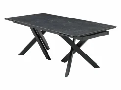 Hot Mesa de comedor extensible en vidrio templado y cerámica - Efecto mármol - MARISO Mesa De Comedor|Mesa Extensible