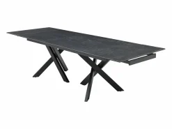Hot Mesa de comedor extensible en vidrio templado y cerámica - Efecto mármol - MARISO Mesa De Comedor|Mesa Extensible