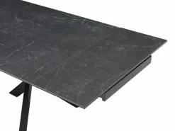 Hot Mesa de comedor extensible en vidrio templado y cerámica - Efecto mármol - MARISO Mesa De Comedor|Mesa Extensible