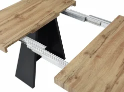 Sale Mesa de comedor extensible de 4 a 10 personas en MDF y metal - Natural y Negro - EMELIA Mesa Extensible|Mesa De Comedor