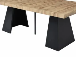 Sale Mesa de comedor extensible de 4 a 10 personas en MDF y metal - Natural y Negro - EMELIA Mesa Extensible|Mesa De Comedor