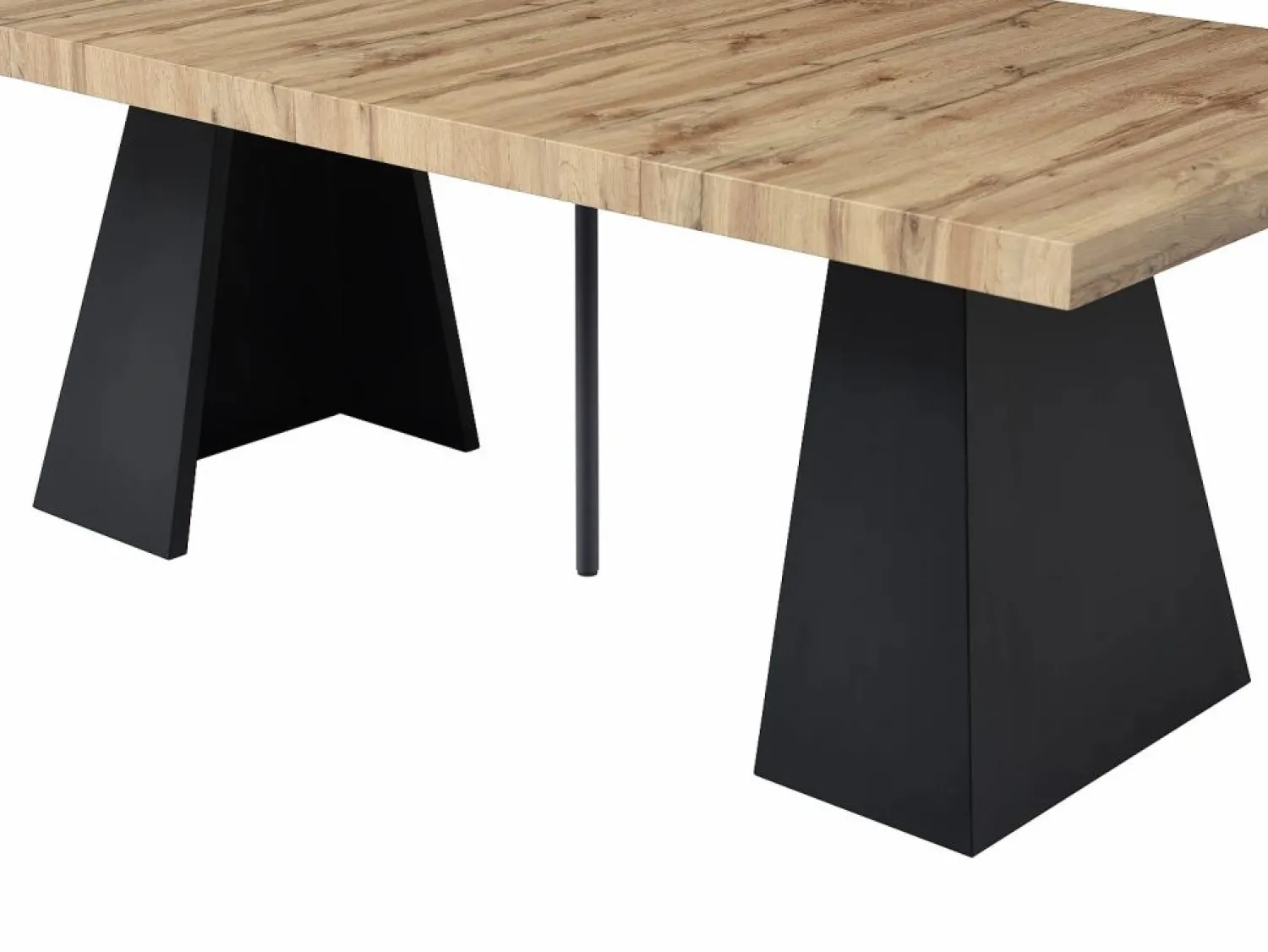 Sale Mesa de comedor extensible de 4 a 10 personas en MDF y metal - Natural y Negro - EMELIA Mesa Extensible|Mesa De Comedor