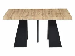 Sale Mesa de comedor extensible de 4 a 10 personas en MDF y metal - Natural y Negro - EMELIA Mesa Extensible|Mesa De Comedor