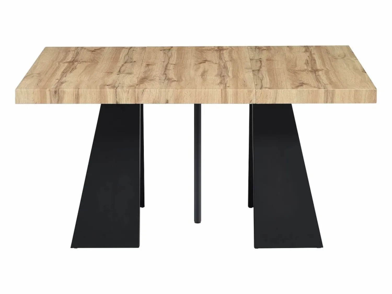 Sale Mesa de comedor extensible de 4 a 10 personas en MDF y metal - Natural y Negro - EMELIA Mesa Extensible|Mesa De Comedor
