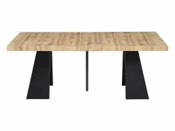 Sale Mesa de comedor extensible de 4 a 10 personas en MDF y metal - Natural y Negro - EMELIA Mesa Extensible|Mesa De Comedor