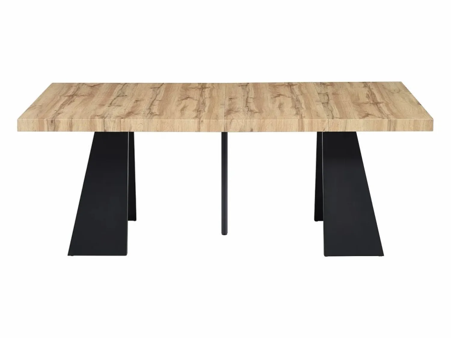 Sale Mesa de comedor extensible de 4 a 10 personas en MDF y metal - Natural y Negro - EMELIA Mesa Extensible|Mesa De Comedor