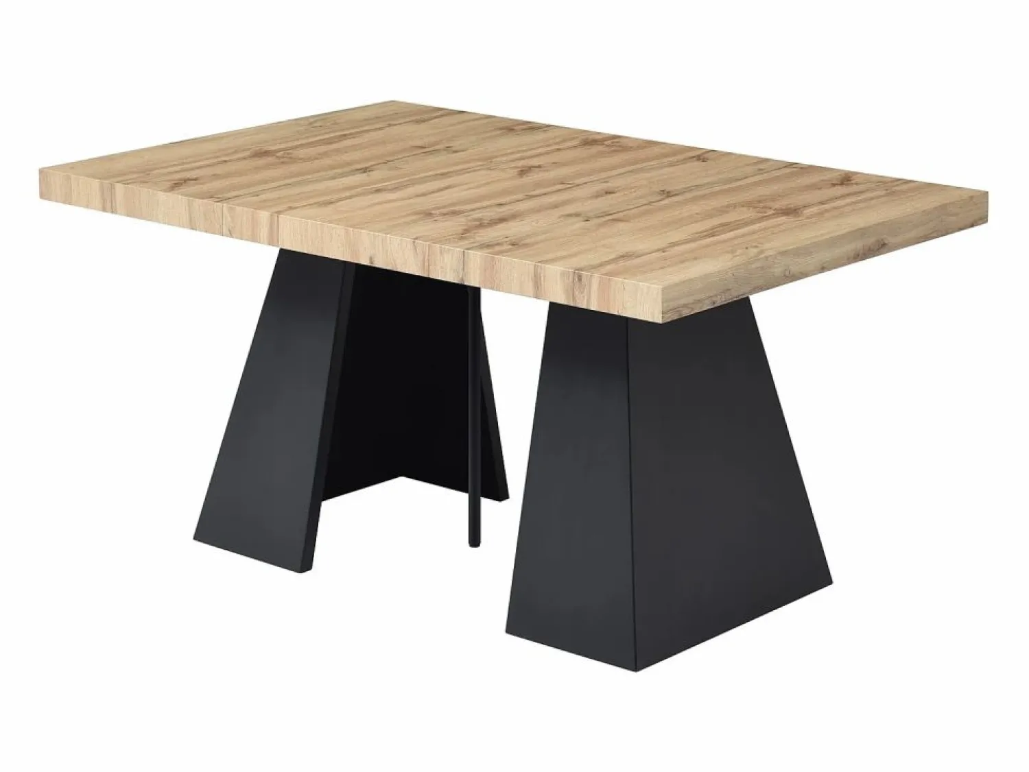 Sale Mesa de comedor extensible de 4 a 10 personas en MDF y metal - Natural y Negro - EMELIA Mesa Extensible|Mesa De Comedor