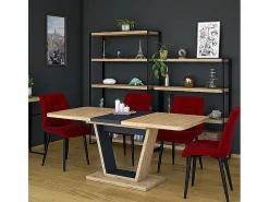 MSO Mesa de comedor extensible Wotan roble y marrón Lewis Color natural claro