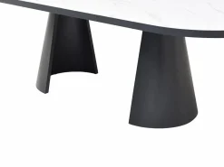 Best Vente-unique Mesa de comedor extensible para 6 a 10 personas en MDF - Efecto Mármol Blanco y Negro - KORIZEA Negro / Blanco