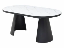 Best Vente-unique Mesa de comedor extensible para 6 a 10 personas en MDF - Efecto Mármol Blanco y Negro - KORIZEA Negro / Blanco