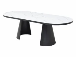 Best Vente-unique Mesa de comedor extensible para 6 a 10 personas en MDF - Efecto Mármol Blanco y Negro - KORIZEA Negro / Blanco