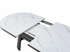 Best Vente-unique Mesa de comedor extensible para 6 a 10 personas en MDF - Efecto Mármol Blanco y Negro - KORIZEA Negro / Blanco