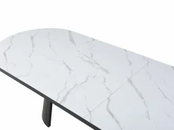 Best Vente-unique Mesa de comedor extensible para 6 a 10 personas en MDF - Efecto Mármol Blanco y Negro - KORIZEA Negro / Blanco