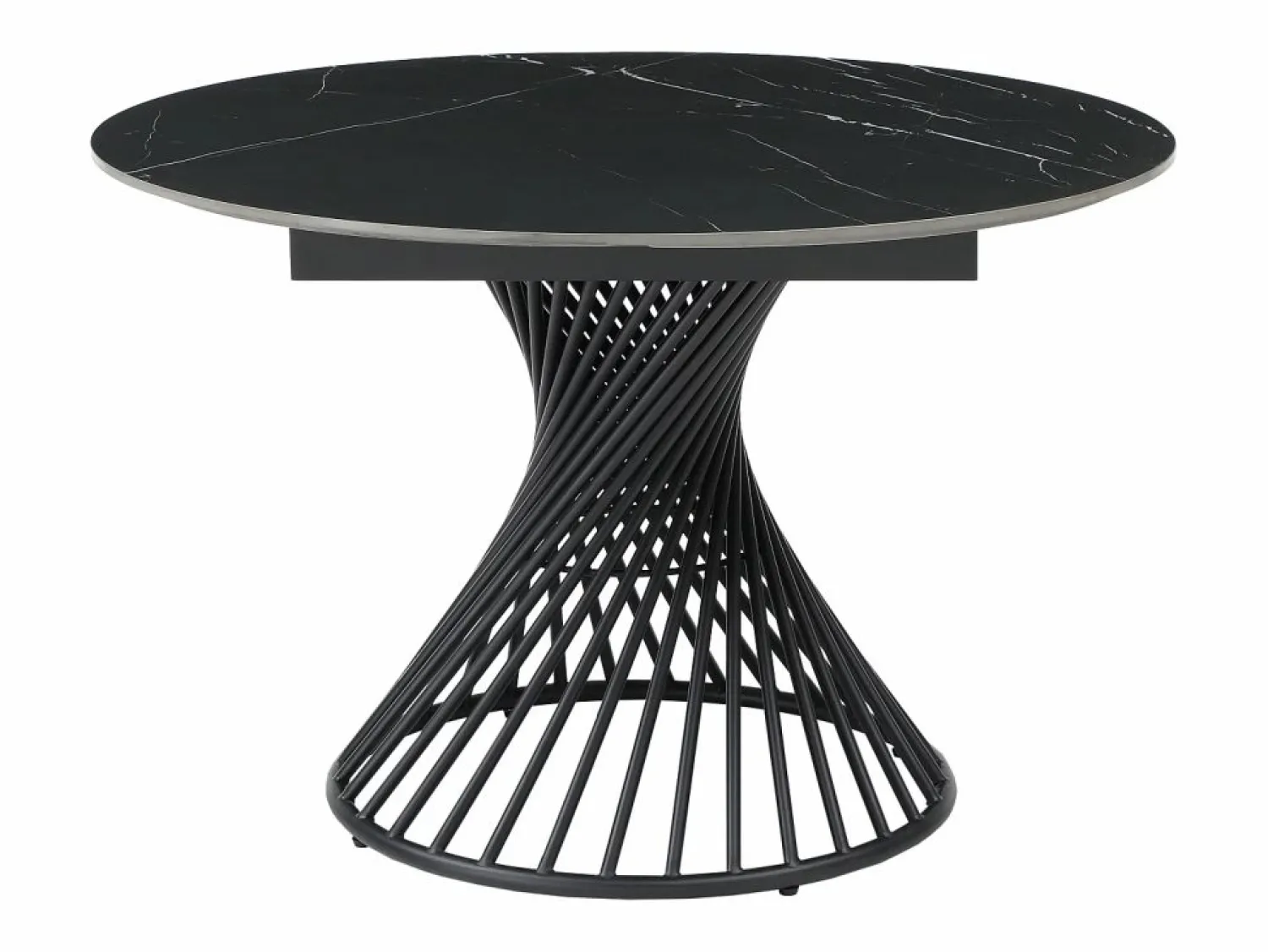Vente-unique Mesa de comedor extensible de 4 a 8 cubiertos en cerámica y metal - Efecto mármol - CASTINA