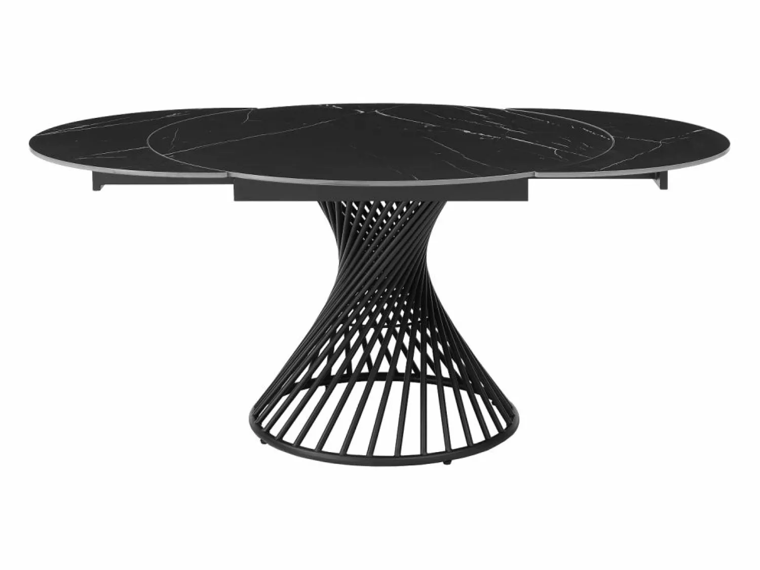 Vente-unique Mesa de comedor extensible de 4 a 8 cubiertos en cerámica y metal - Efecto mármol - CASTINA