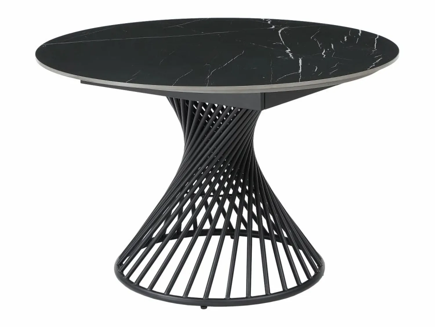 Vente-unique Mesa de comedor extensible de 4 a 8 cubiertos en cerámica y metal - Efecto mármol - CASTINA