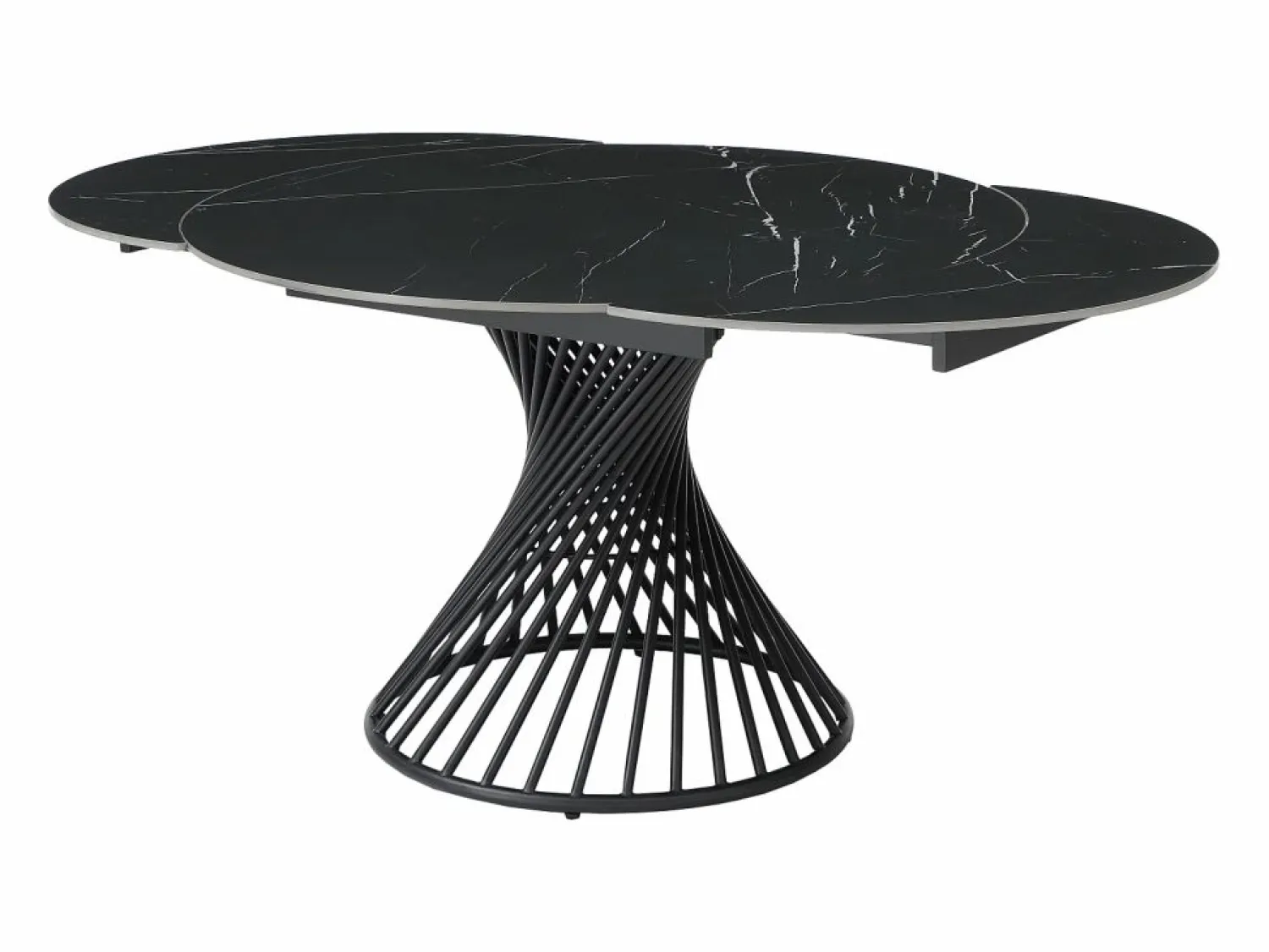 Vente-unique Mesa de comedor extensible de 4 a 8 cubiertos en cerámica y metal - Efecto mármol - CASTINA