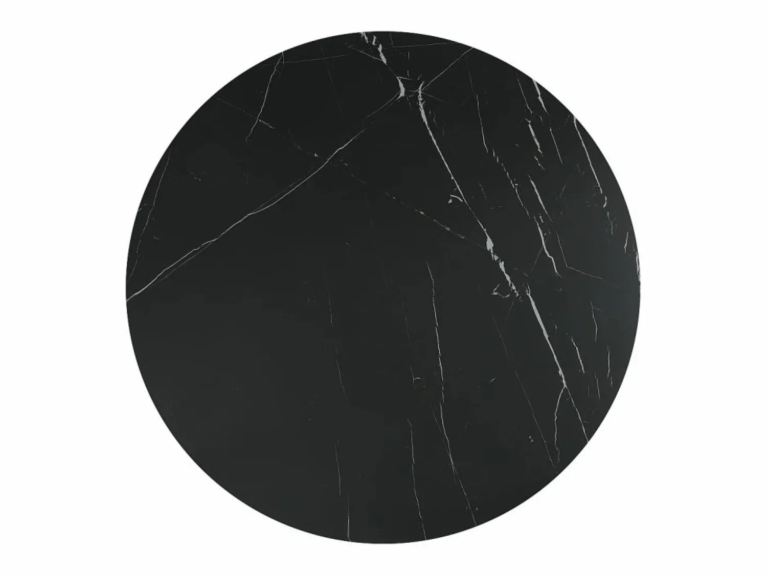 Vente-unique Mesa de comedor extensible de 4 a 8 cubiertos en cerámica y metal - Efecto mármol - CASTINA