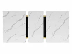 Best Hauss Spole Mesa de comedor extensible para 6-8 personas 160x80cm, tapa chapada en mármol con patas cruzadas de metal dorado Blanco