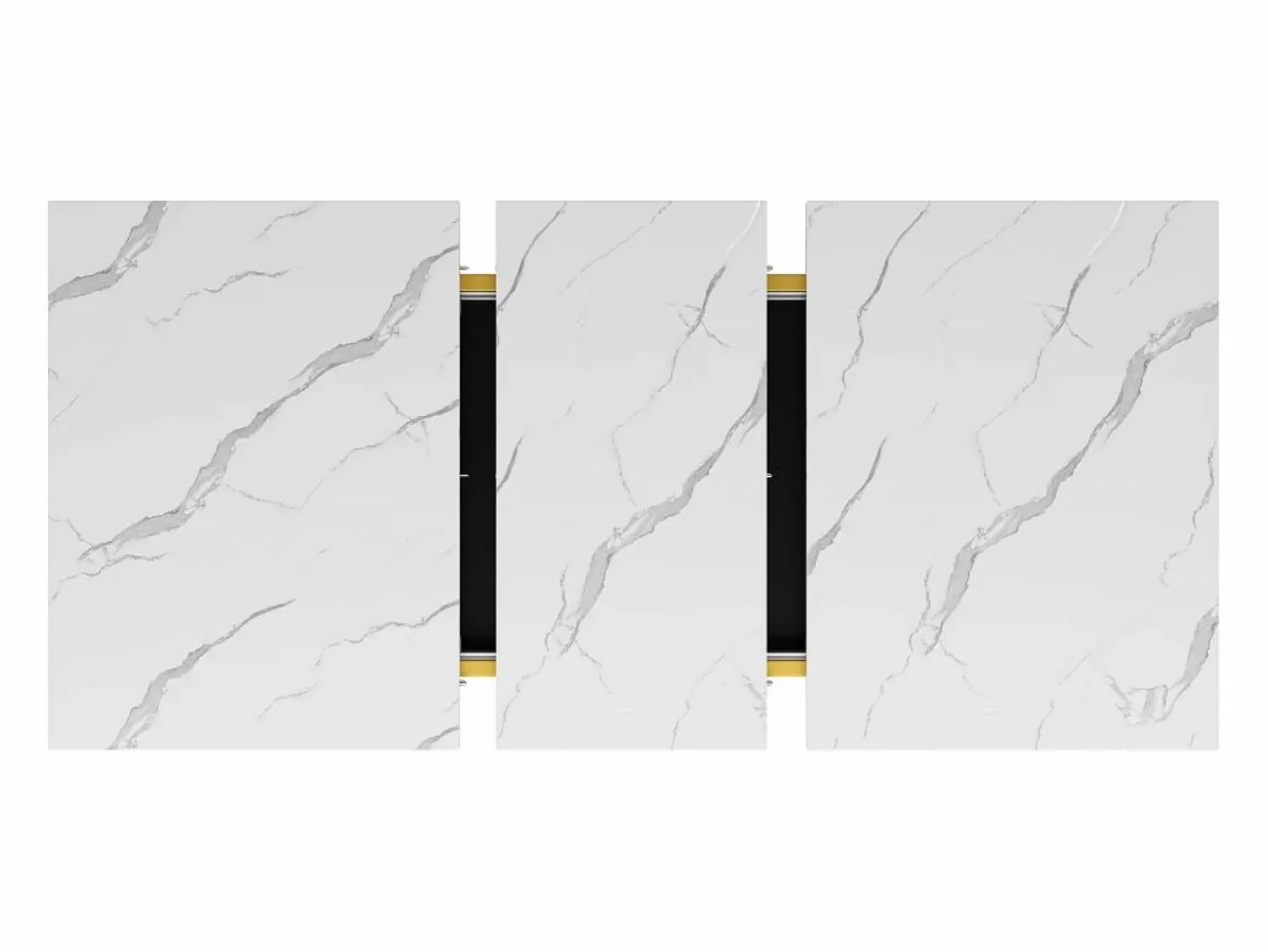 Best Hauss Spole Mesa de comedor extensible para 6-8 personas 160x80cm, tapa chapada en mármol con patas cruzadas de metal dorado Blanco