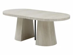 Outlet Mesa de comedor extensible para 6 a +12 personas en MDF - Efecto travertino - CLOEVA Mesa Extensible