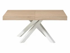 Clearance Vente-unique Mesa de comedor extensible de 6 a 10 cubiertos en MDF y metal - Natural y blanco - CATONAV Color natural claro