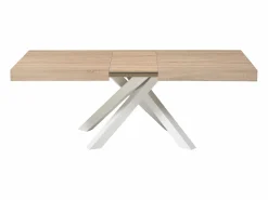 Clearance Vente-unique Mesa de comedor extensible de 6 a 10 cubiertos en MDF y metal - Natural y blanco - CATONAV Color natural claro