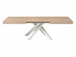 Clearance Vente-unique Mesa de comedor extensible de 6 a 10 cubiertos en MDF y metal - Natural y blanco - CATONAV Color natural claro