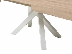 Clearance Vente-unique Mesa de comedor extensible de 6 a 10 cubiertos en MDF y metal - Natural y blanco - CATONAV Color natural claro