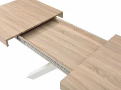 Clearance Vente-unique Mesa de comedor extensible de 6 a 10 cubiertos en MDF y metal - Natural y blanco - CATONAV Color natural claro