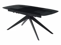 Maison Céphy Mesa de comedor extensible en vidrio templado burbujeado y metal - - LEGRIO de