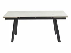 Best Vente-unique Mesa de comedor extensible en cerámica y metal - Efecto mármol blanco y negro - MARVENA Negro / Blanco