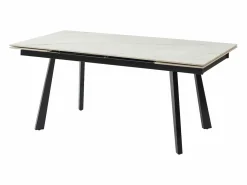 Best Vente-unique Mesa de comedor extensible en cerámica y metal - Efecto mármol blanco y negro - MARVENA Negro / Blanco