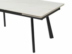 Best Vente-unique Mesa de comedor extensible en cerámica y metal - Efecto mármol blanco y negro - MARVENA Negro / Blanco