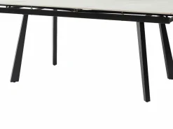 Best Vente-unique Mesa de comedor extensible en cerámica y metal - Efecto mármol blanco y negro - MARVENA Negro / Blanco