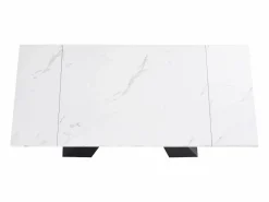 Outlet Merax Mesa de comedor extensible - 99-159 x 74 x 77 cm - Tablero efecto mármol - MDF y metal - + negro Blanco