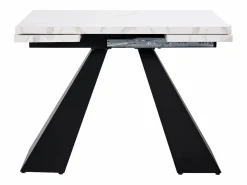 Outlet Merax Mesa de comedor extensible - 99-159 x 74 x 77 cm - Tablero efecto mármol - MDF y metal - + negro Blanco