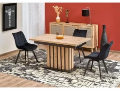 Online Mesa de comedor extensible roble y negro 130cm Celso Mesa Extensible